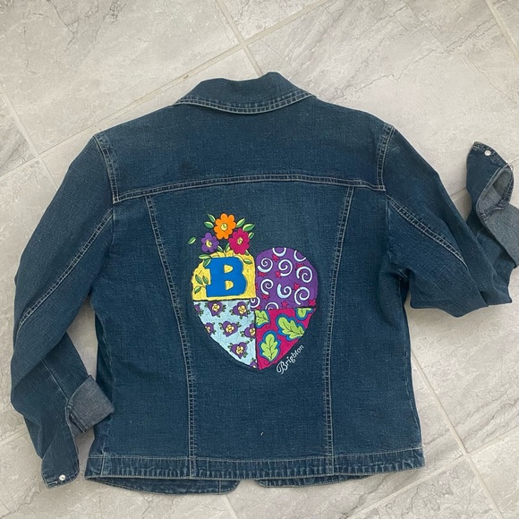 Brighton denim jacket Embroidered Heart Patch  M - Picture 1 of 5